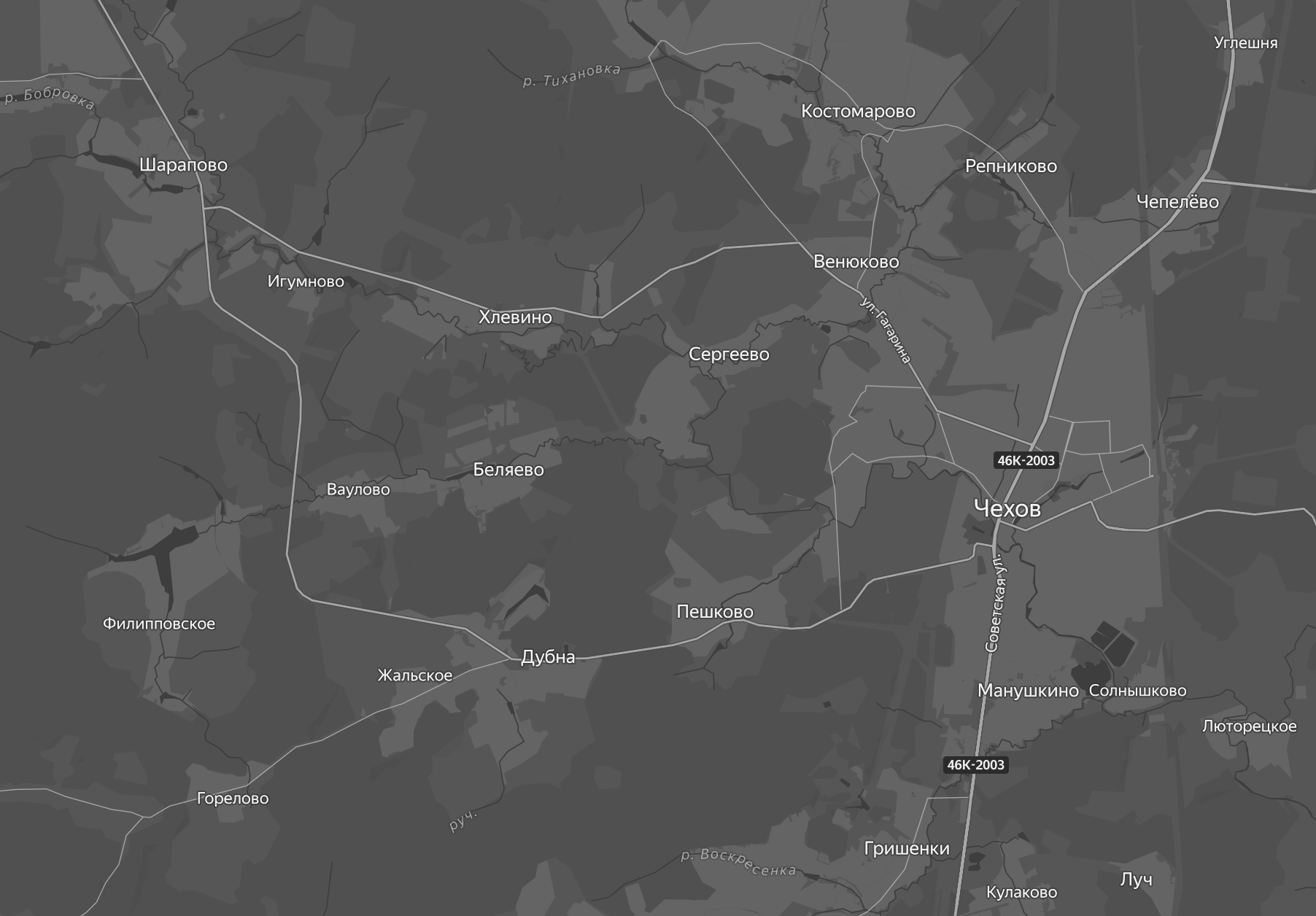 Карта окрестностей Беляево и Чехова